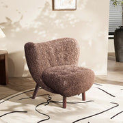 Accent Chair Modern Teddy Fleece Upholstery Ergonomic Curved Back Cozy Living Room Furniture